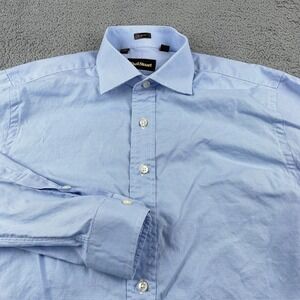 Paul Stuart Shirt Mens Large 16 33 Blue Slim Fit Micro Check Dress Shirt